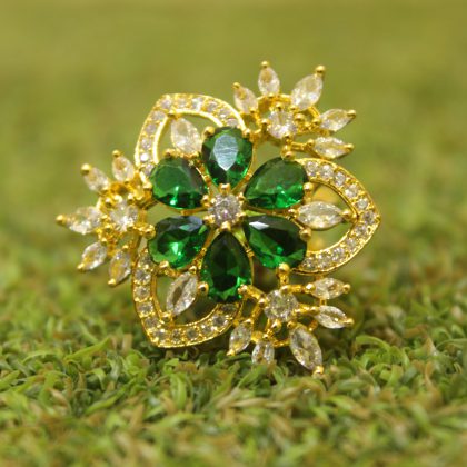 Emerald Cocktail Party Ring/ American Diamond Finger Ring