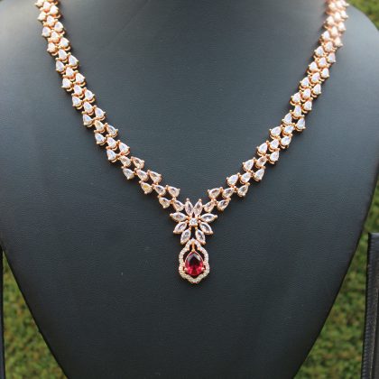 Ruby Necklace Set/ Classy Jewellery Set/ Trendy AD Jewellery Set/ Elegant Necklace Set