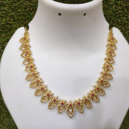 Beautiful American Diamond Necklace Set Design-13