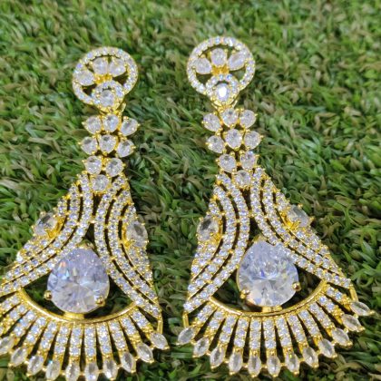 Beautiful American Diamond Long Earring Design-2