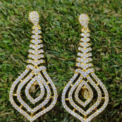 Beautiful American Diamond Long Earring Design-4