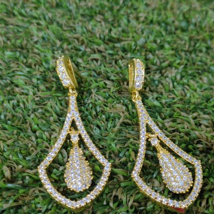 Beautiful American Diamond Long Earring Design-5