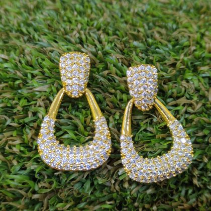 Beautiful American Diamond Long Earring Design-6