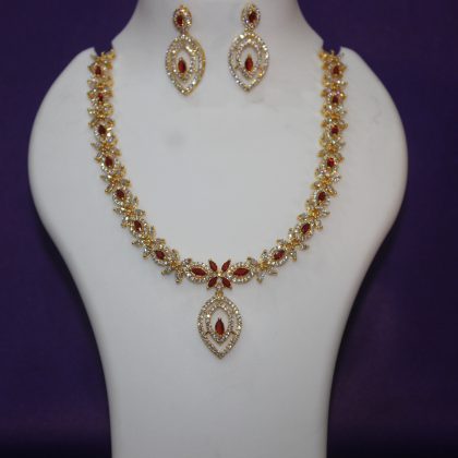 Beautiful American Diamond Necklace Set Design-23